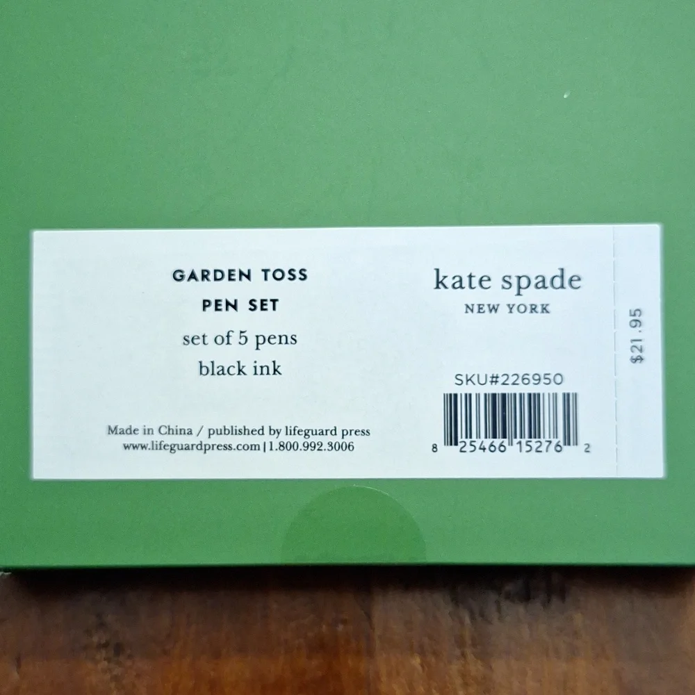 ♠️ Kate Spade Garden Toss set of 5 black ink pens. NEW! - Picture 5 of 7